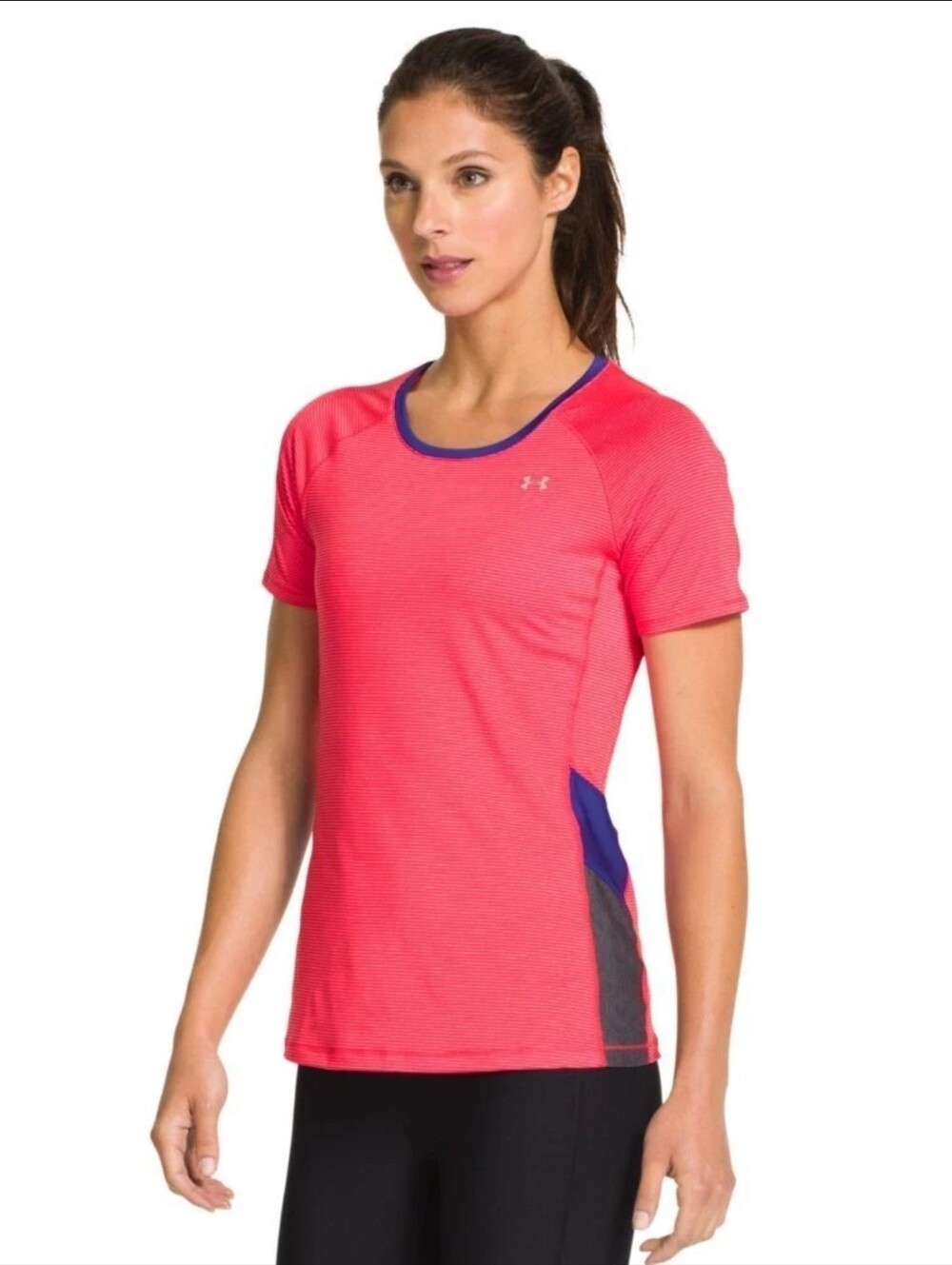 Under Armour UA Fitted Heat Gear Pink Athletic Performance Compression Shirt L
